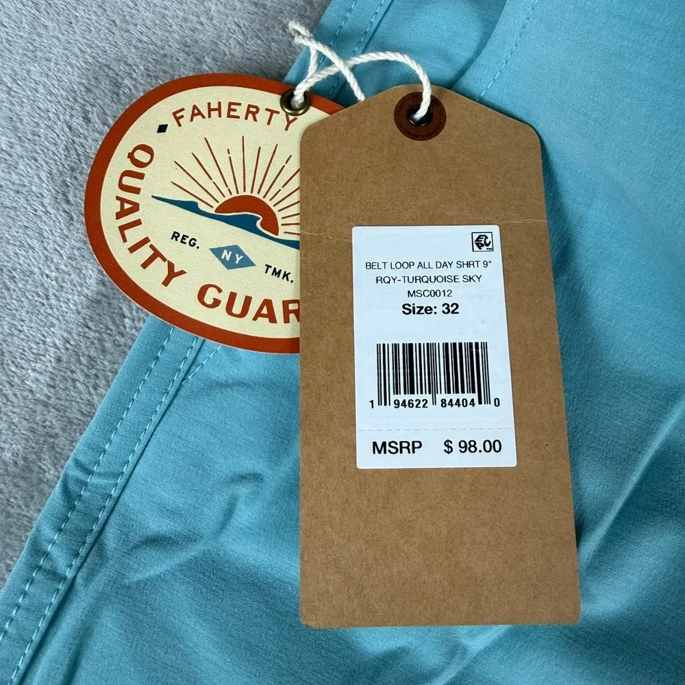 Faherty All-Day Shorts Mens 32 Turquoise Sky 9